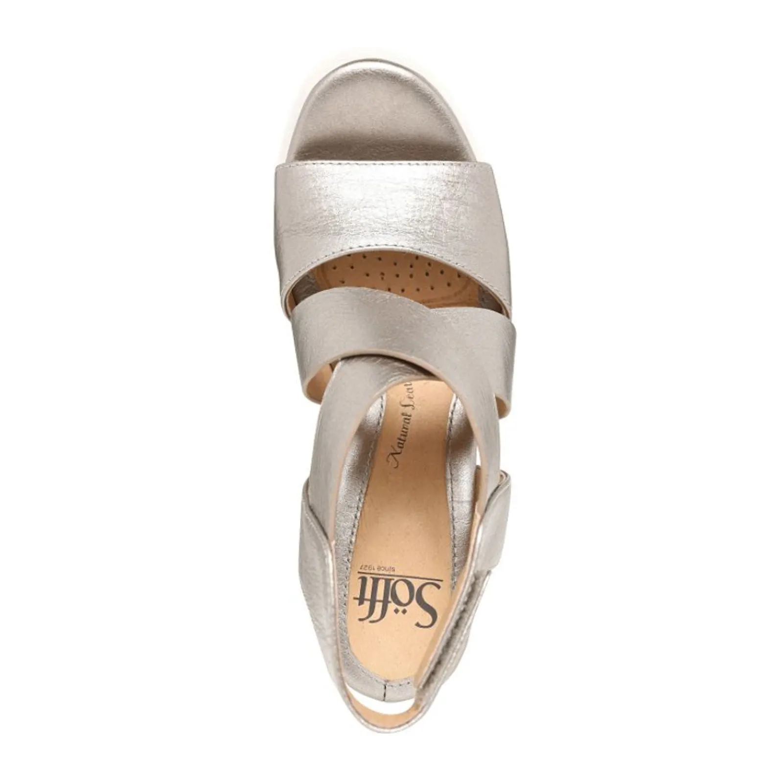 Sofft Uxley Wedge Sandal (Women) - Grey Gold Comfort Molding Advanced Technology
