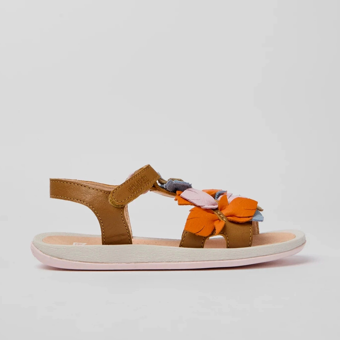 Camper Kids Girl TWINS Brown Leather Sandals Outdoor Walks Slip Form