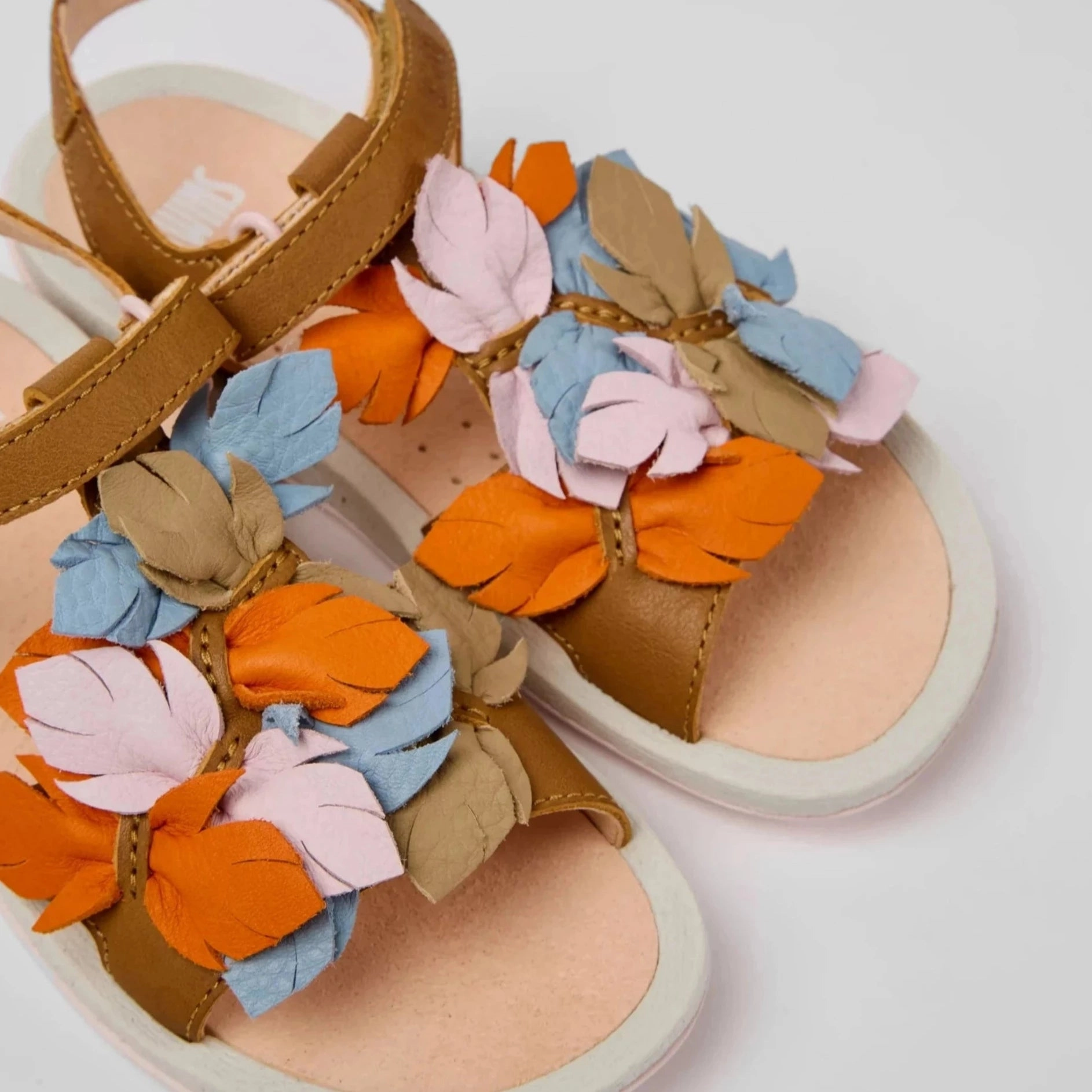 Reliable Traction Multi-sport Camper Kids Girl TWINS Brown Leather Sandals