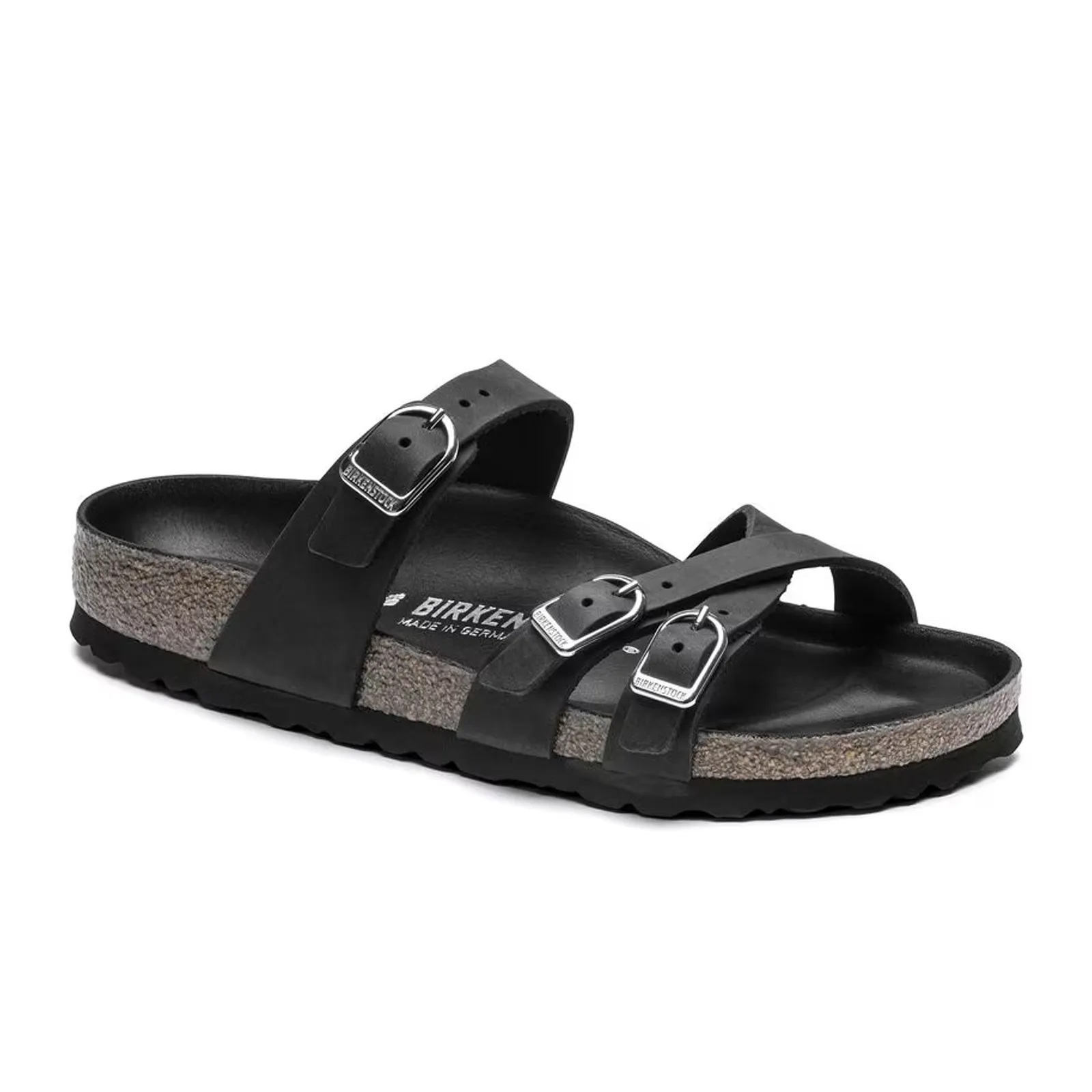 Orthopedic Support Birkenstock Franca Hex Narrow Slide Sandal (Women) - Black Oiled Leather