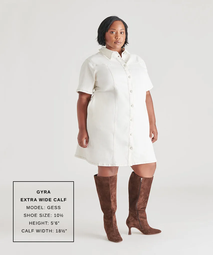 Ultra-soft cushioning GYRA EXTRA WIDE CALF BOOTS DK BROWN SUEDE