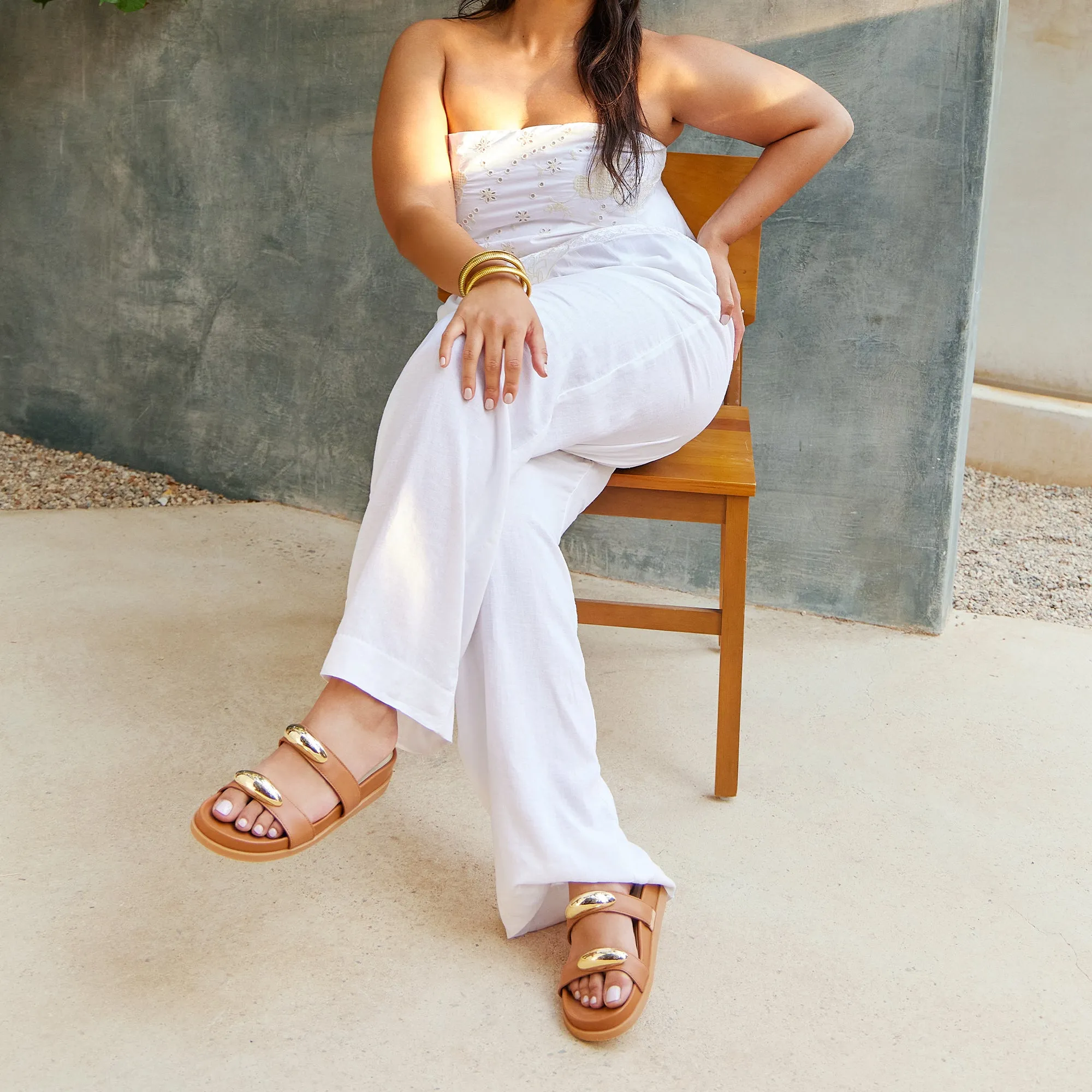 SATINE SANDALS SADDLE LEATHER White Orthopedic Rocker Sole