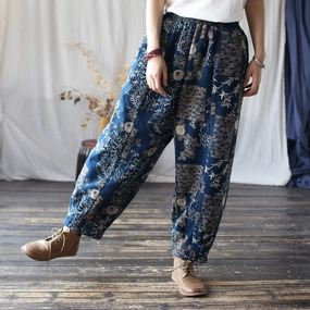 Women Autumn Winter Fleece-Lined Thickened Warm Casual Trousers Sensitive Skin