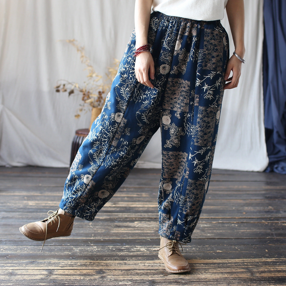 Women Autumn Winter Fleece-Lined Thickened Warm Casual Trousers Sensitive Skin