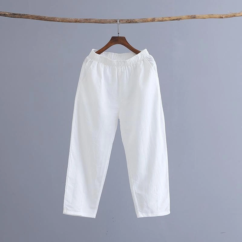 Babakud Women Cotton And Linen Casual Cropped Pants Moisture Management Abrasion Proof