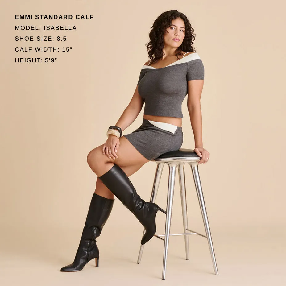 EMMI BOOTS BLACK LEATHER Wide Base Platform