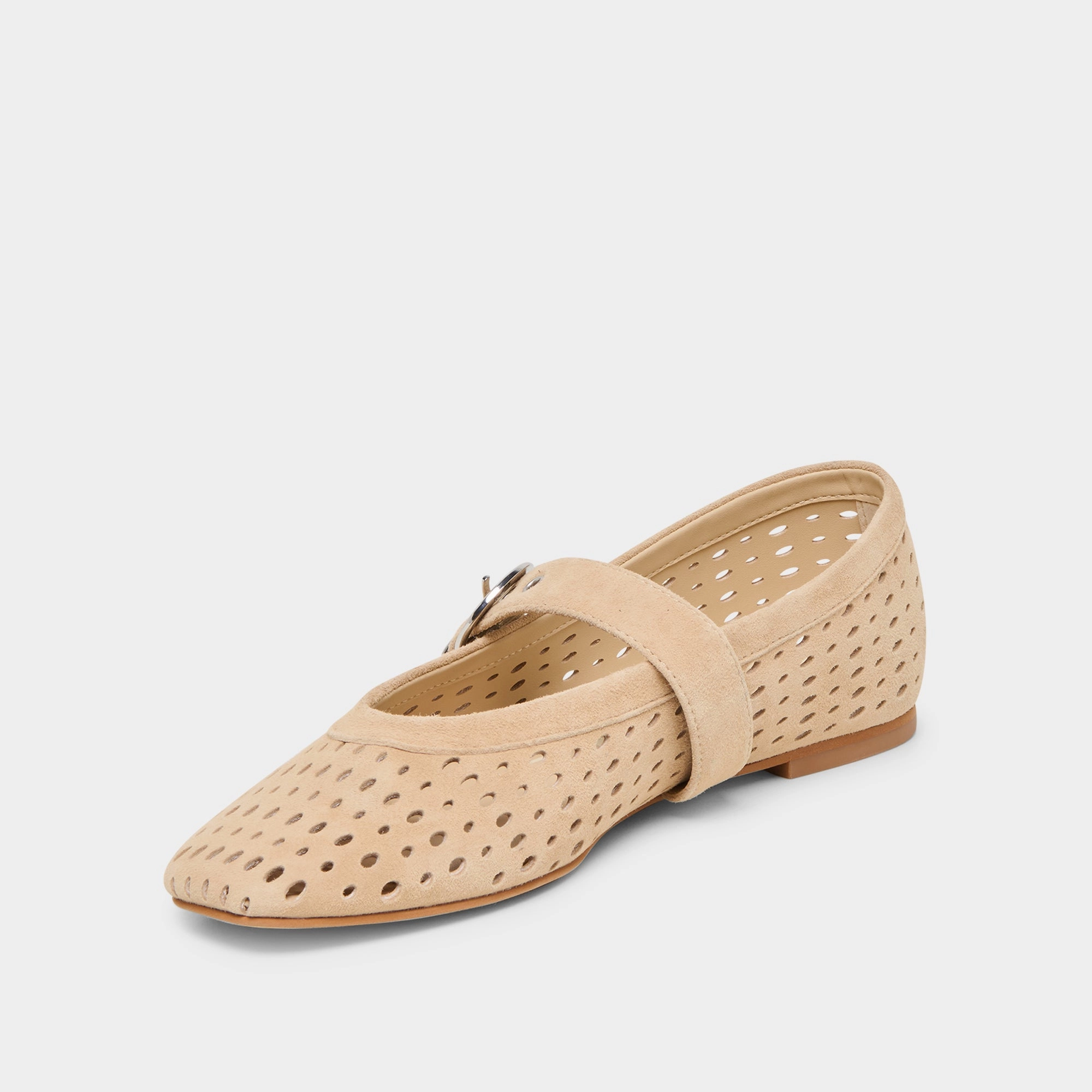 High-Quality Material MIKEL BALLET FLATS CAMEL PERFORATED SUEDE