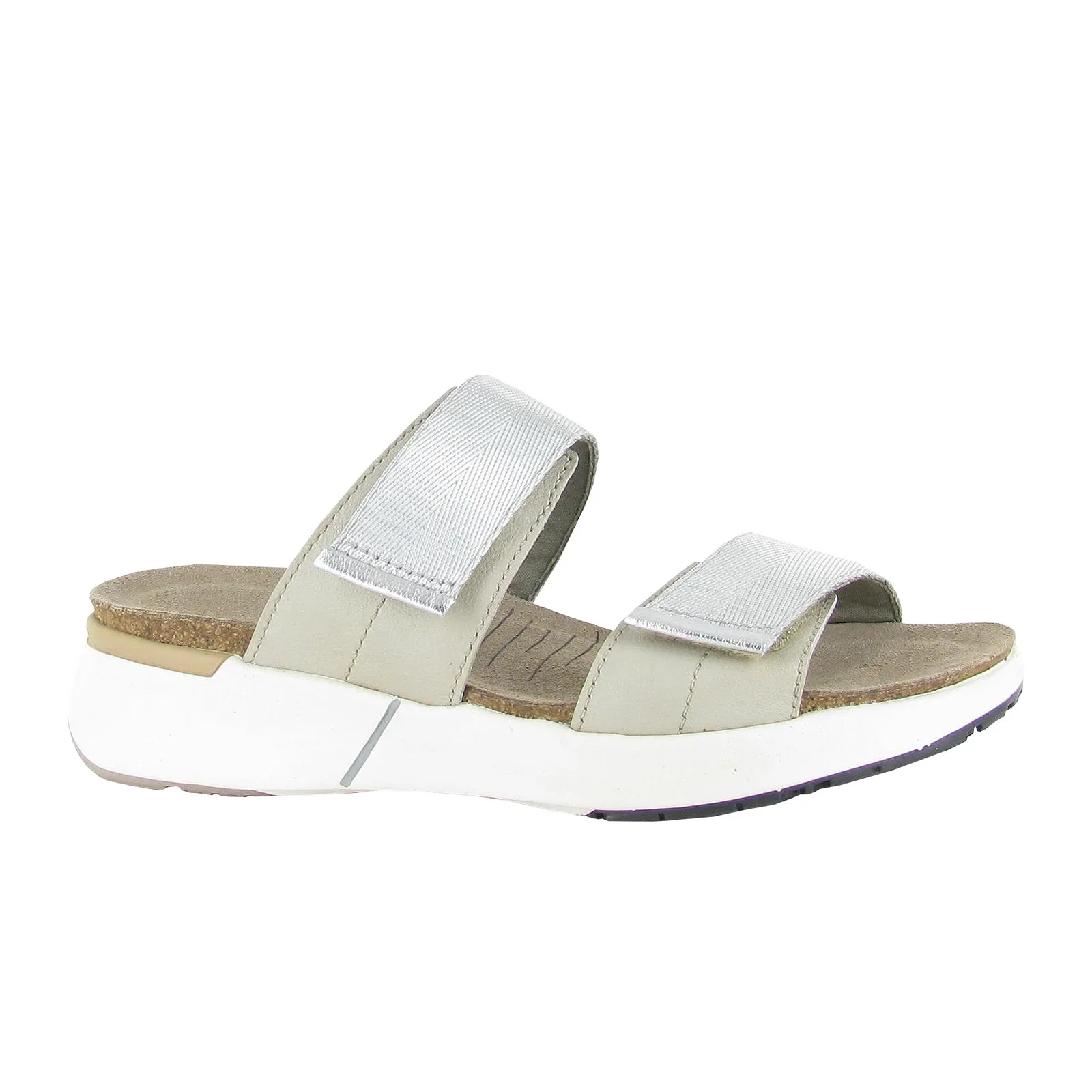 Wedge Sole EnergyReturn Naot Calliope Slide Sandal (Women) - Soft Ivory/Soft Silver/Silver Gray Woven