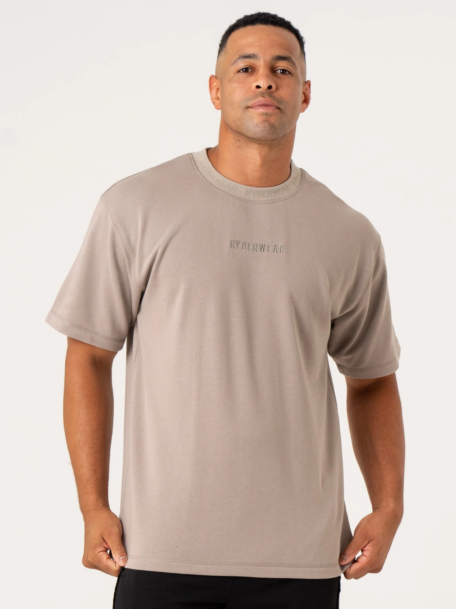 Green Fit ElasticBinding Pursuit Fleece T-Shirt - Taupe