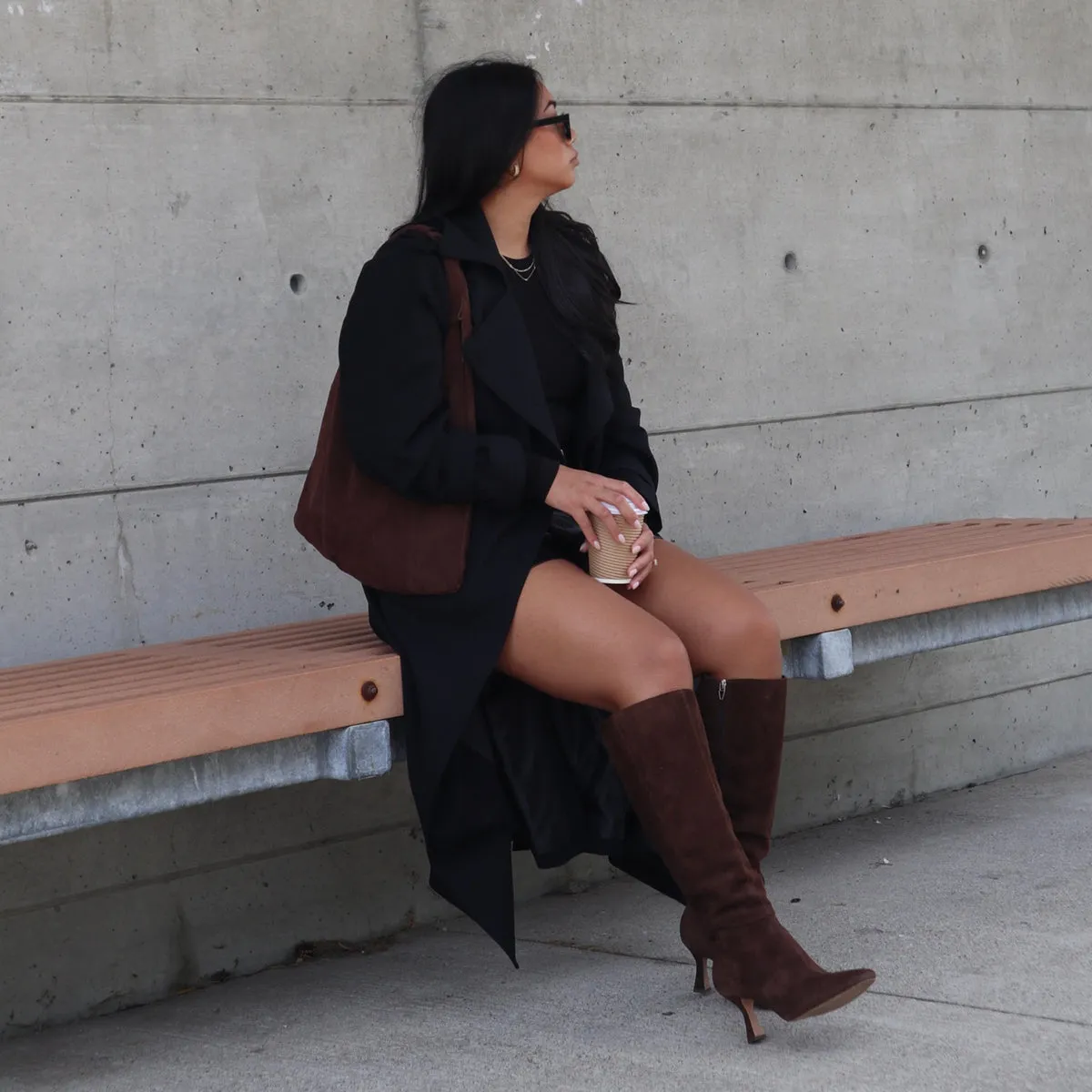 GYRA WIDE CALF BOOTS DK BROWN SUEDE Comfy Days