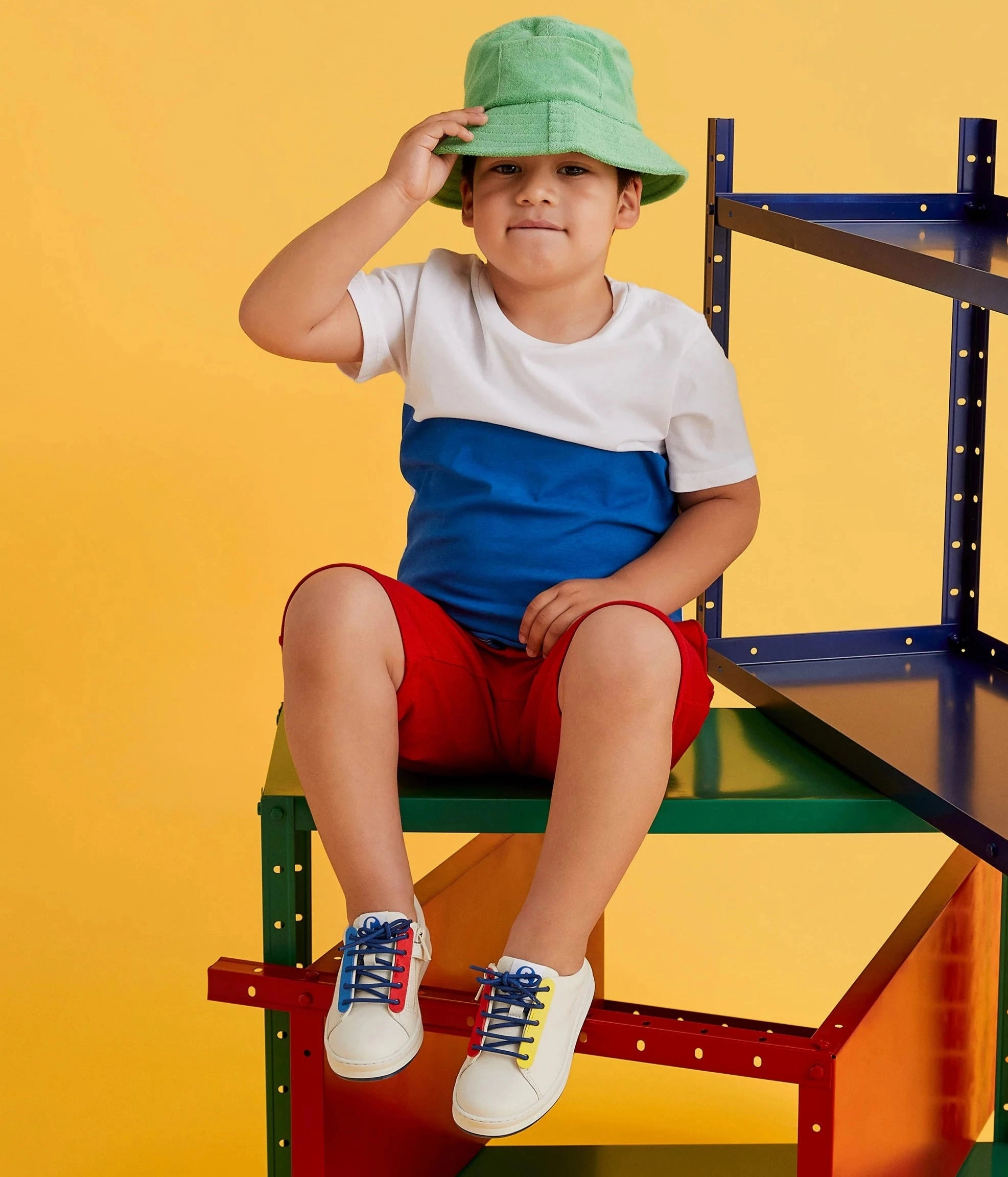 Camper Kids Girls/Boys/Womens TWINS Stella Houston White Leather Sneakers Tear Resistant Webbing