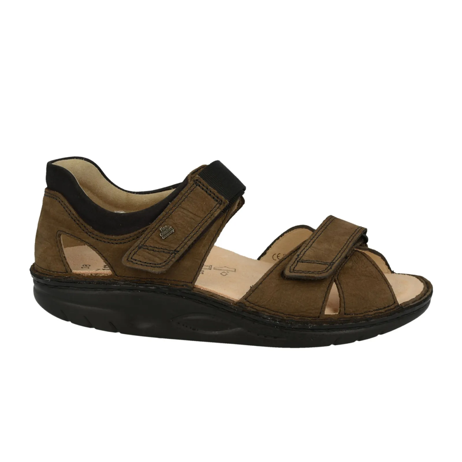 Comfort In Motion High   Quality Finn Comfort Samara Backstrap Sandal (Unisex) - Schlamm/Schwarz