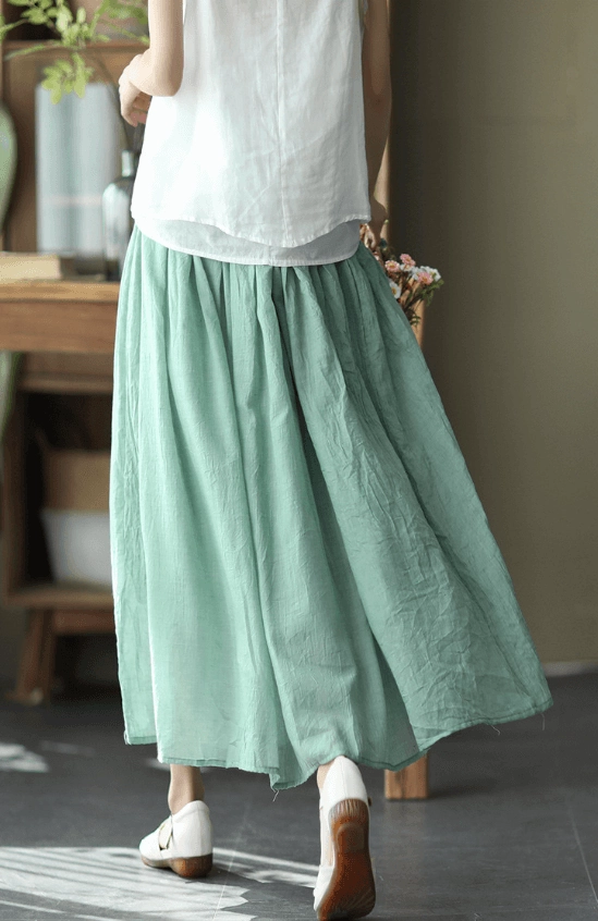 Premium Quality Shrink Free Babakud Women Premium Cotton Linen Long Skirt