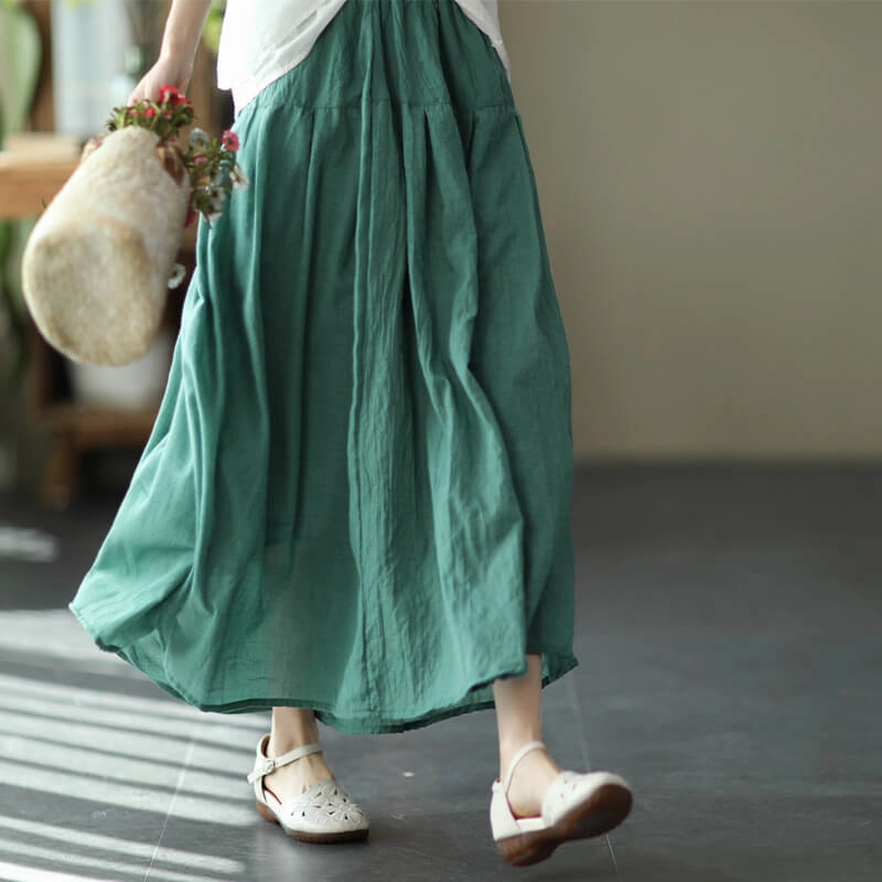 Babakud Women Premium Cotton Linen Long Skirt No Chafing