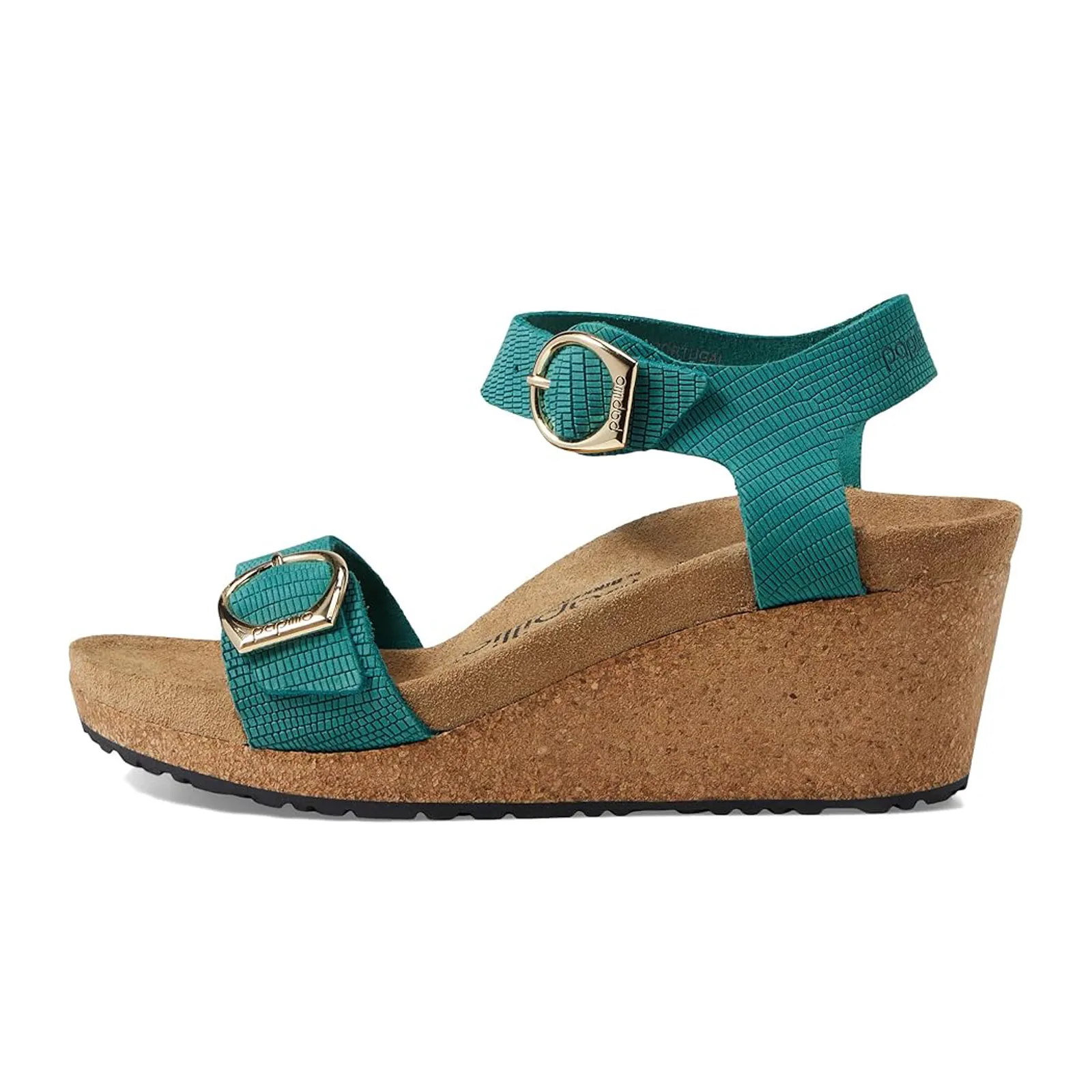 Street Cool Designer Label Birkenstock Soley Narrow Wedge Sandal (Women) - Embossed Biscay Bay Nubuck