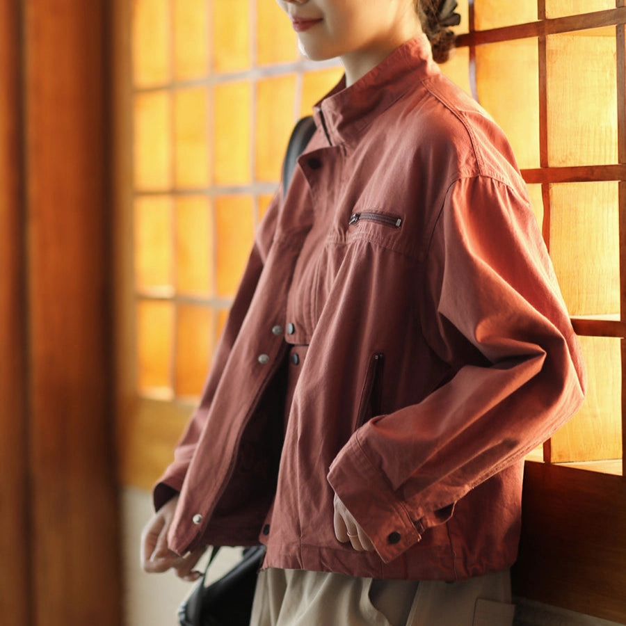 Women Spring Retro Fashionable Cotton Casual Jacket Daily Essential