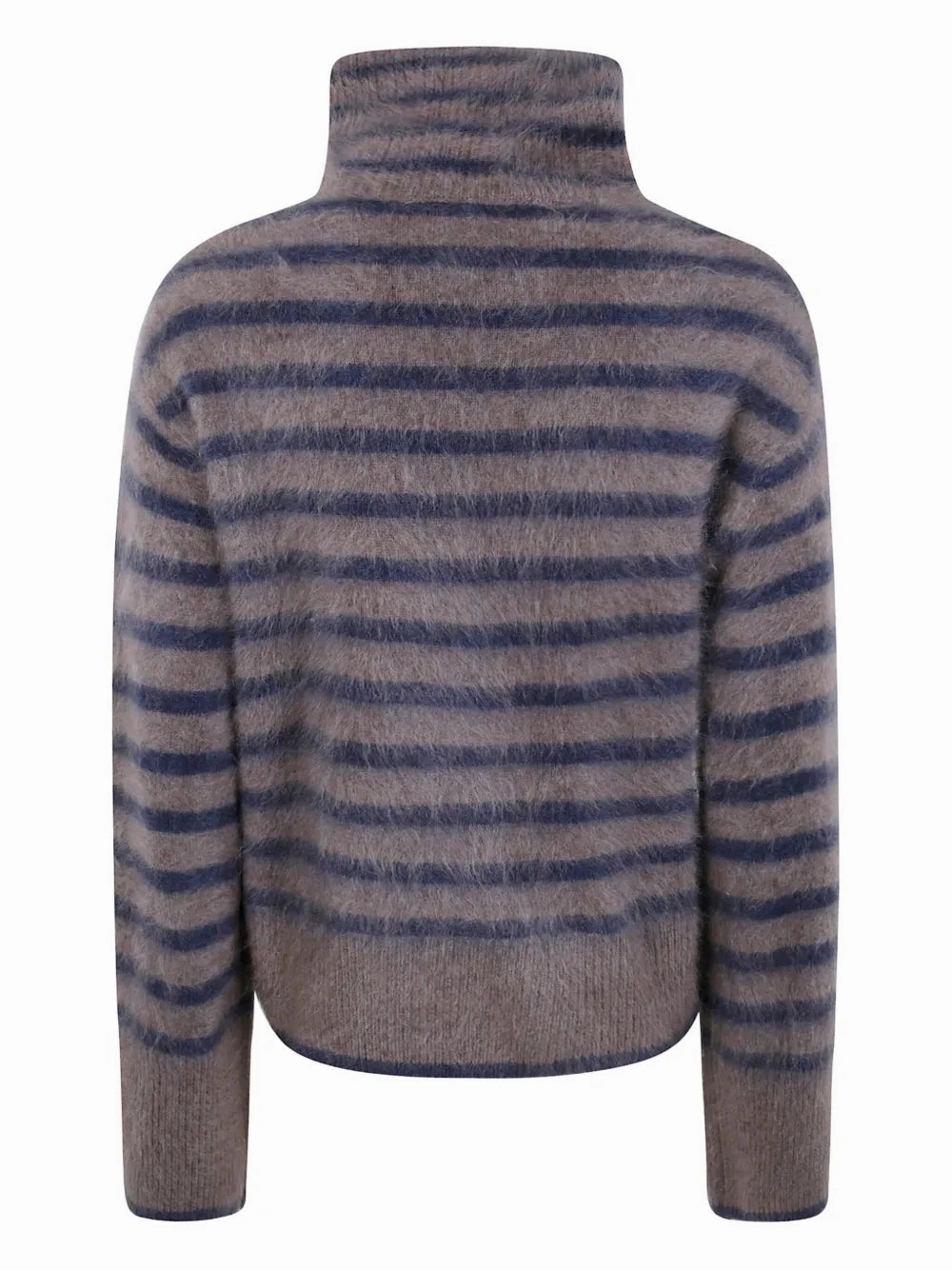 Roll Up Sleeve Design Floren Sweater in Truffle/Night Fall Brushed Stripes