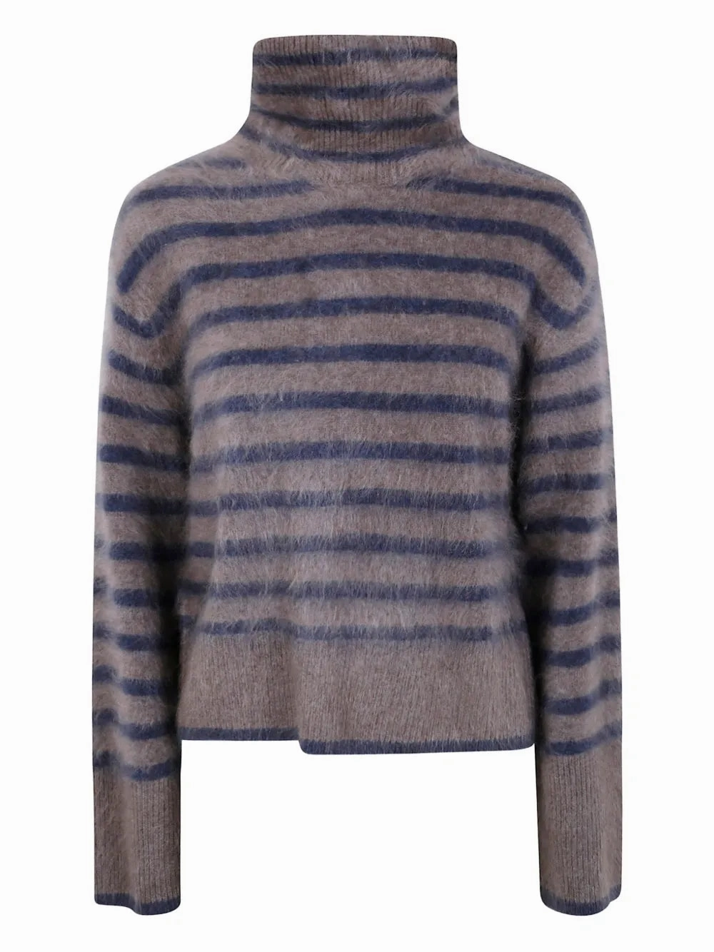 Tubular Knit Method SeamFree Technology Floren Sweater in Truffle/Night Fall Brushed Stripes