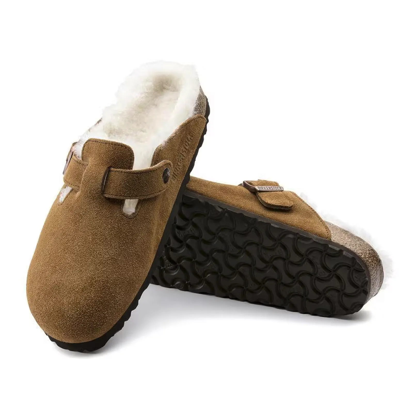 Water Repellent Coating Birkenstock Boston Clog (Women) - Mink Suede/Natural Shearling