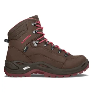 Low Profile Footbed Design waterproof construction LOWA WOMEN'S RENEGADE GTX MID - ESPRESSO / BERRY