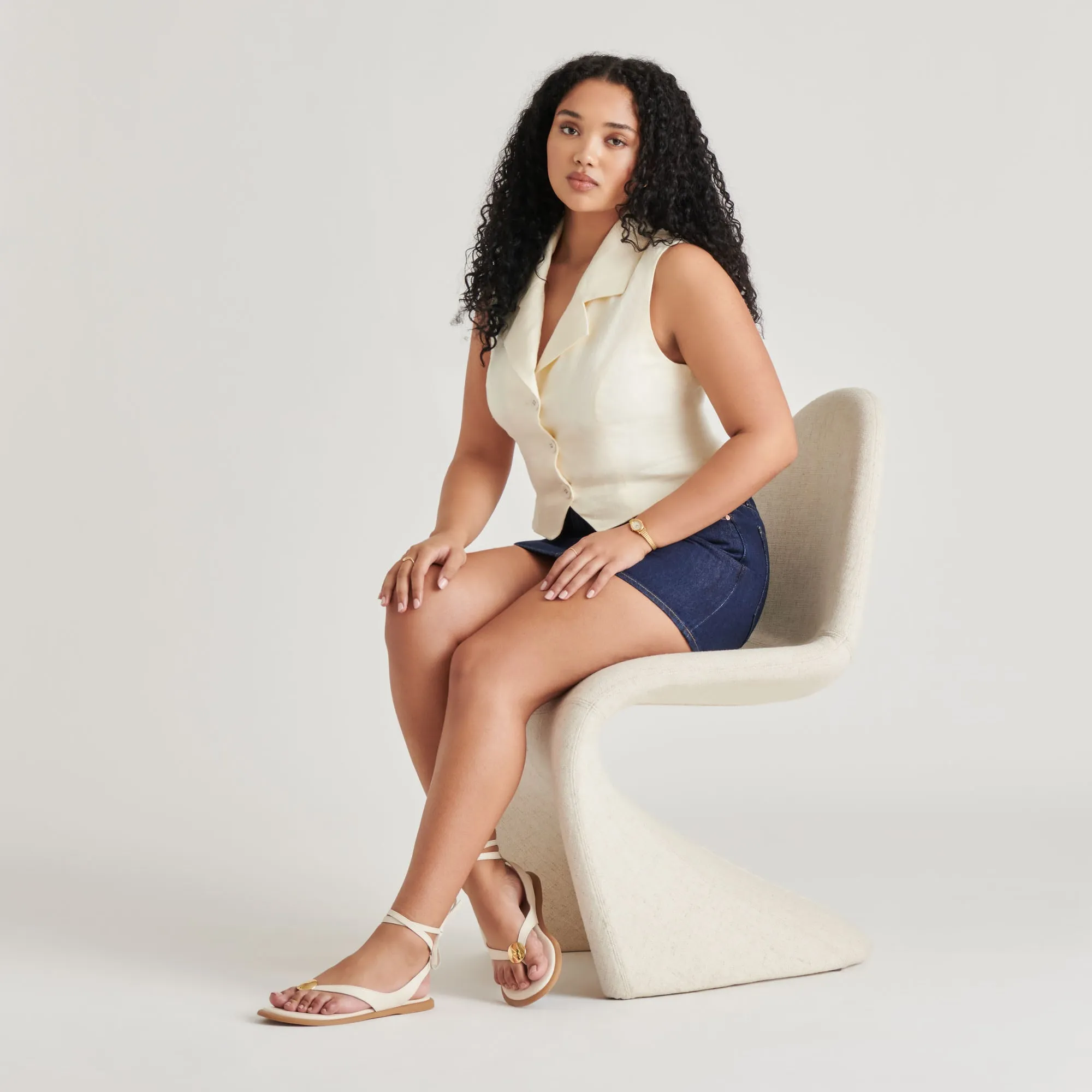 Cushioned Comfort JUDY SANDALS BONE LEATHER