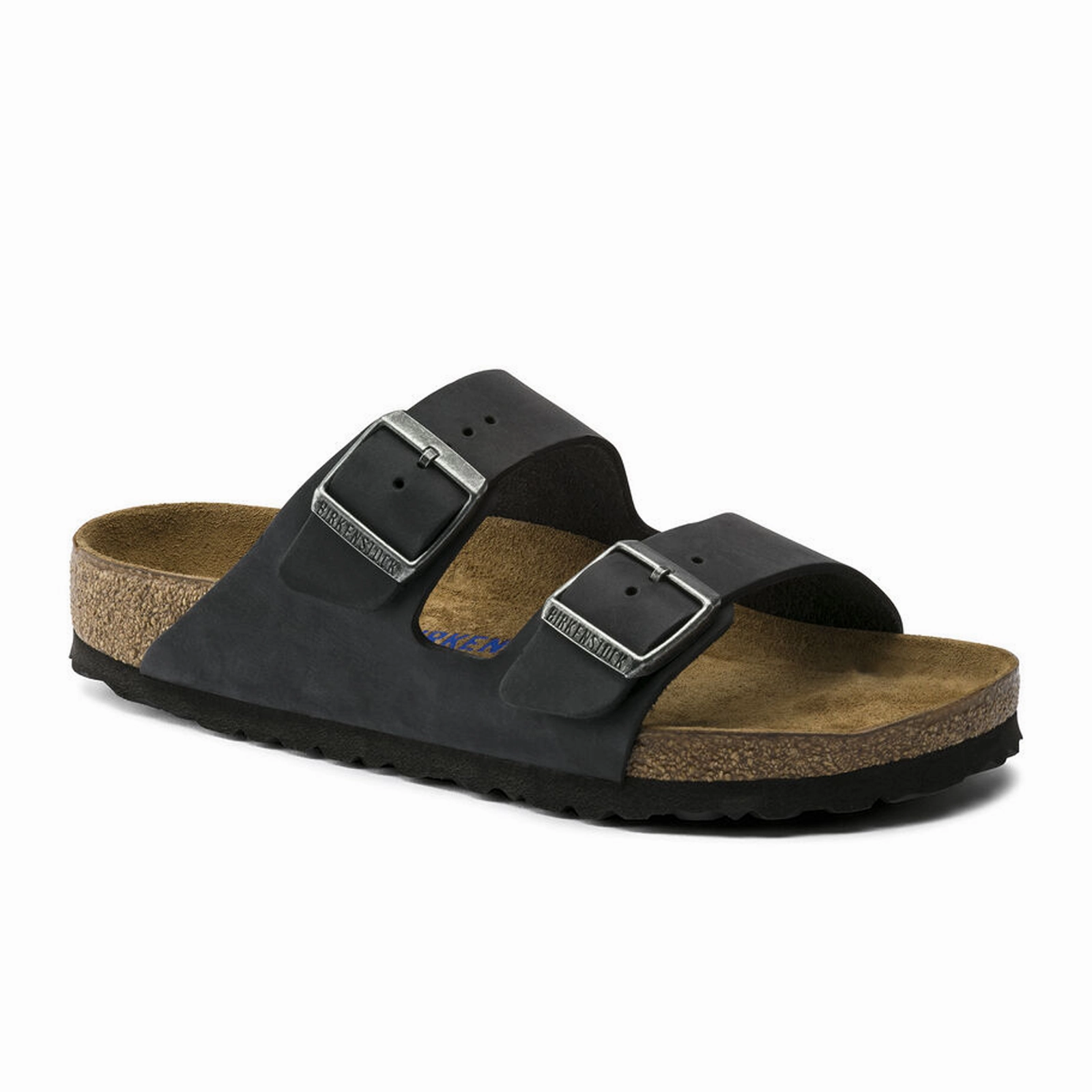 Scratch Resistant Birkenstock Arizona Soft Footbed Slide Sandal (Unisex) - Black Oiled Leather