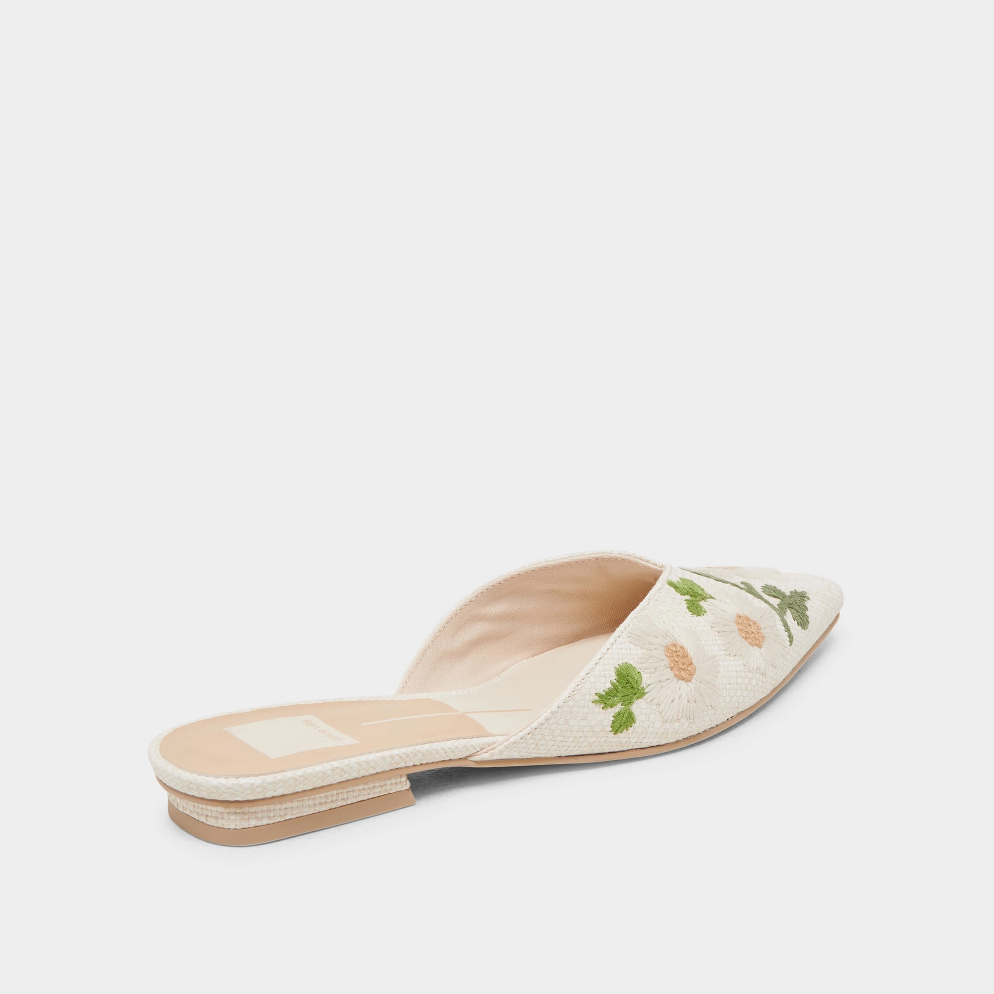 Timeless Walk ELM FLATS WHITE FLORAL RAFFIA