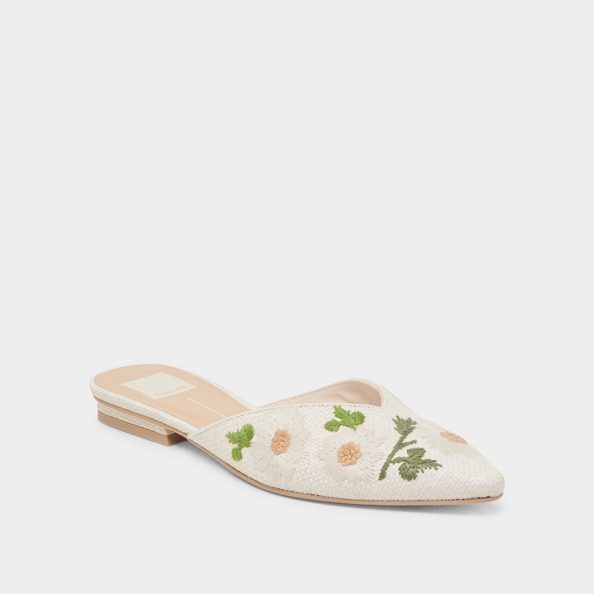 Street Proof ELM FLATS WHITE FLORAL RAFFIA