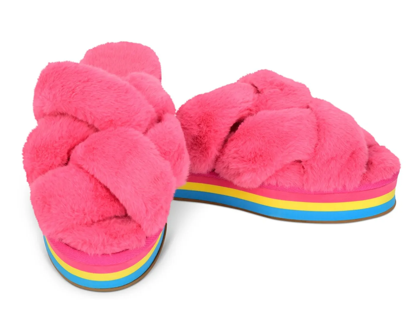 Furry Platform Slippers Mud Resistant All Day Wear Durable Look
