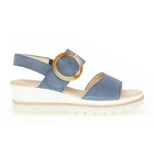 Gabor 645 Platform Wedge Sandal (Women) - Blue Leather Supportive structure Quick Slip-On Design