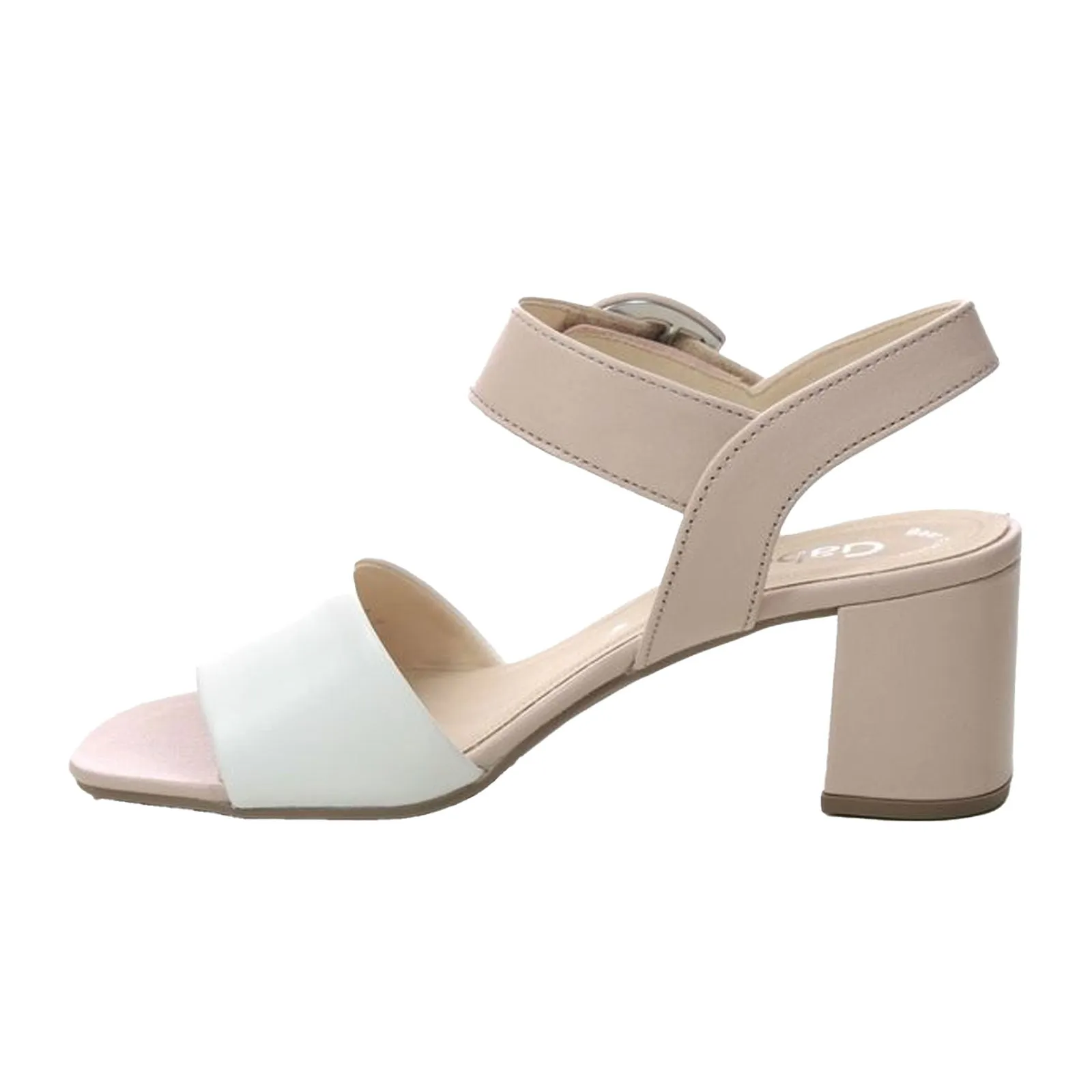 Gabor 710 Heeled Sandal (Women) - White Leather Simple Relax Sandal Breathable Lining