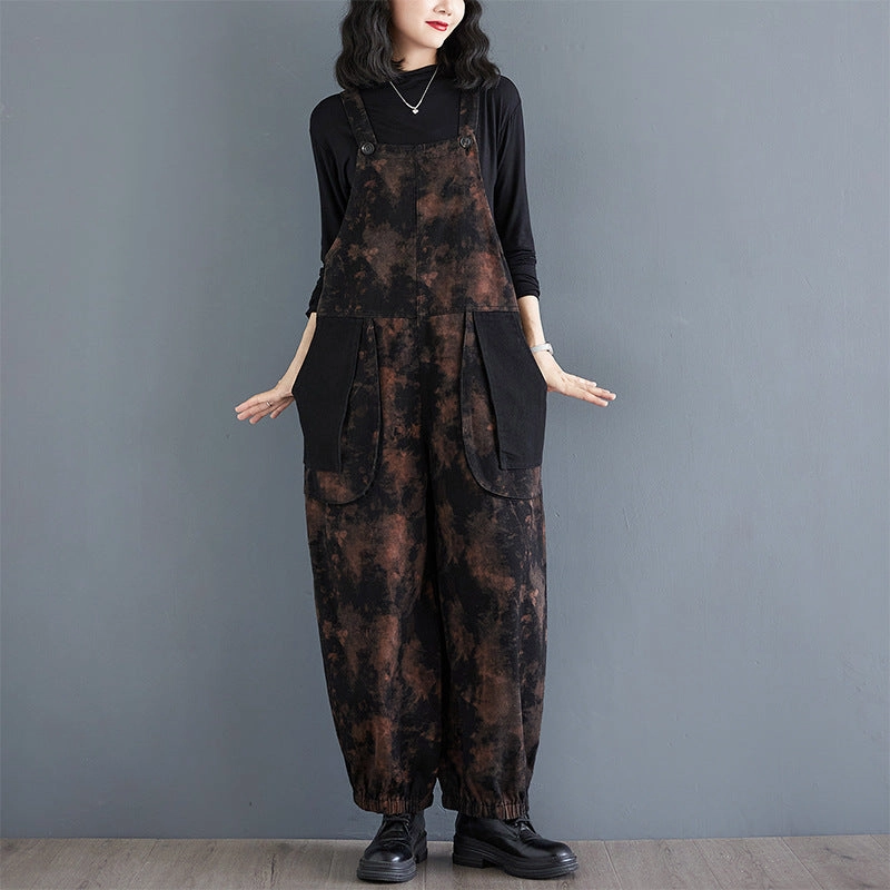 Babakud Women Autumn Retro Style Loose Denim Jumpsuit Relaxed Feel