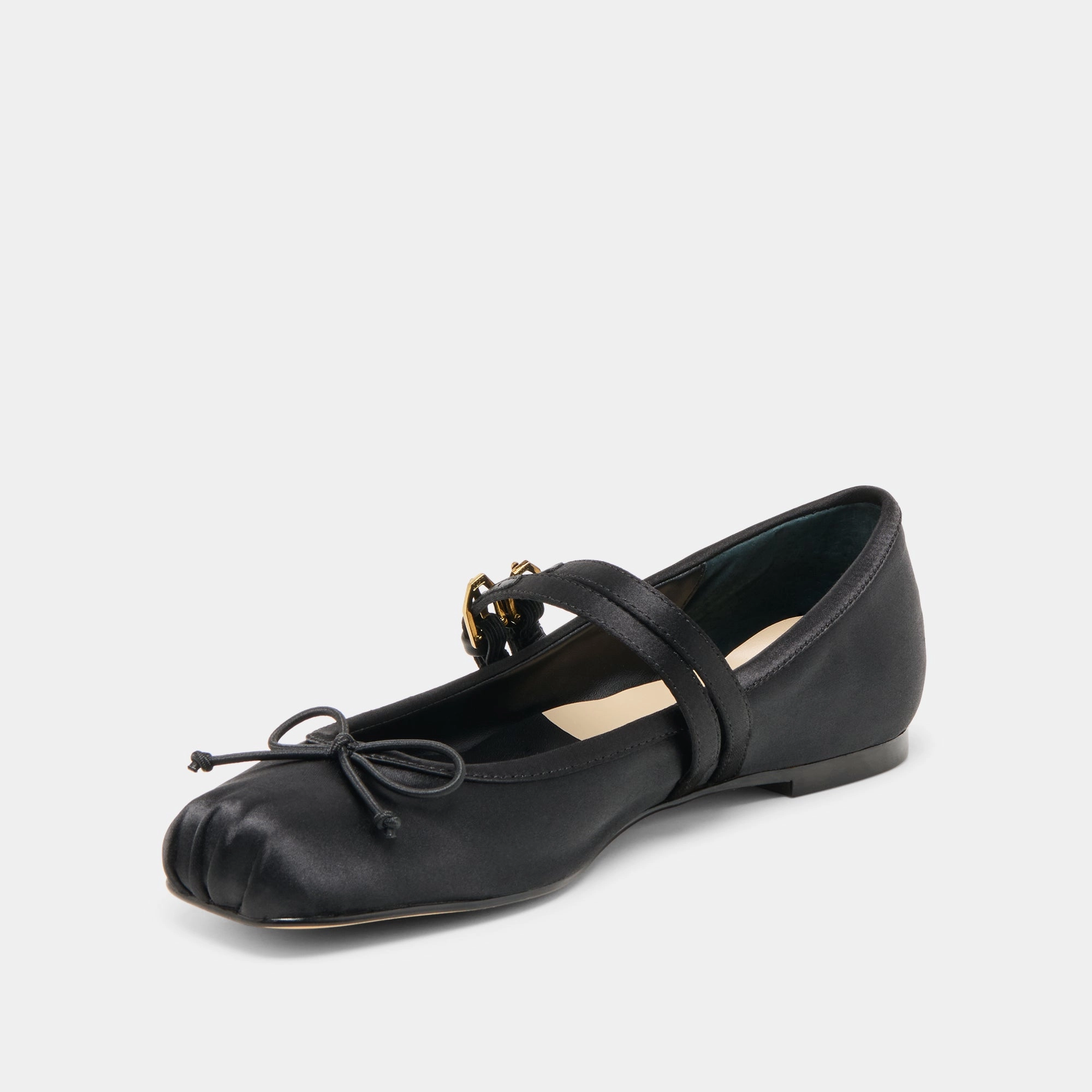 GIBSEN BALLET FLATS ONYX SATIN Photo Star Luxury Dress Shoes