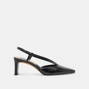 GINAY HEELS  BLACK LEATHER Adaptable Fit All-weather sole
