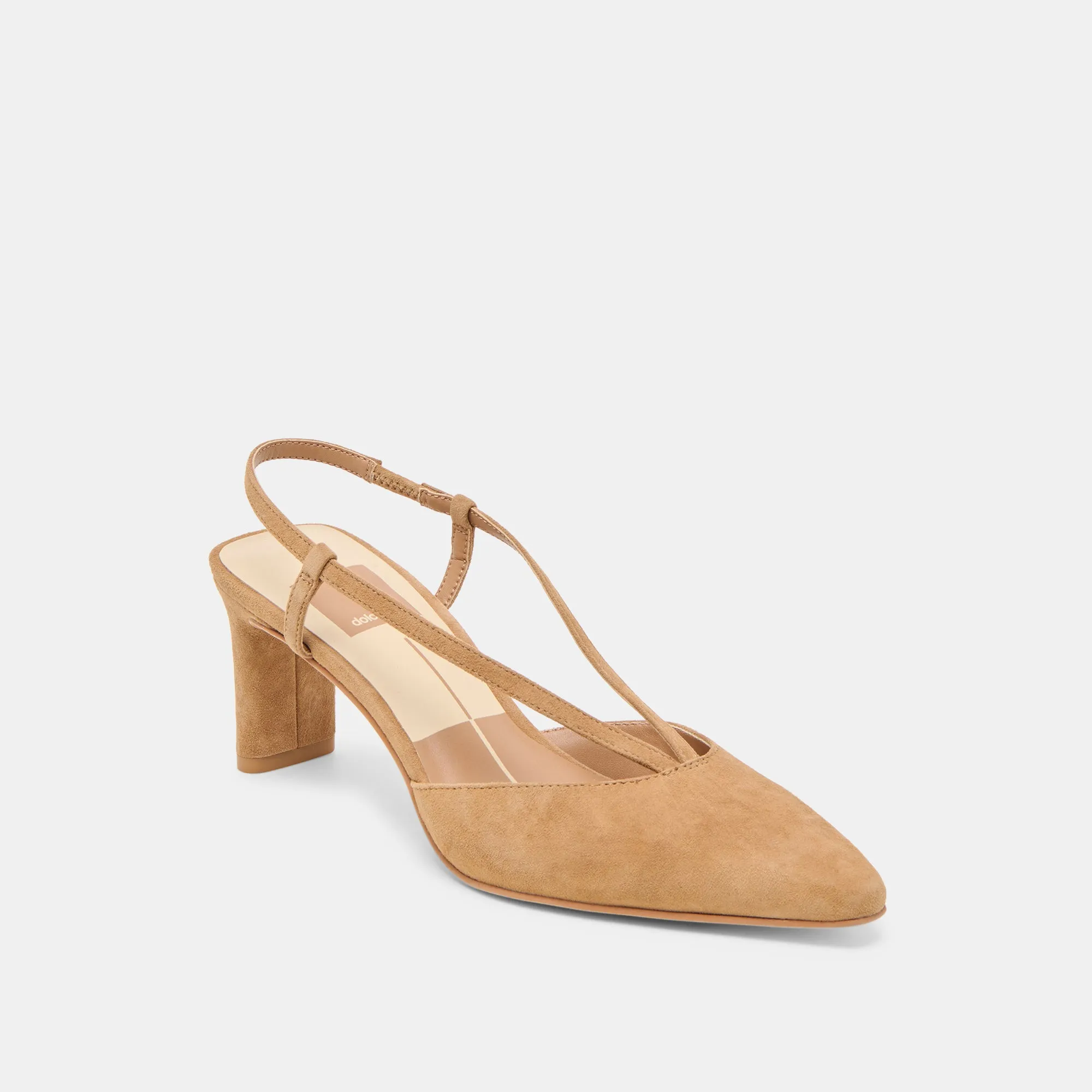 GINAY HEELS LT BROWN SUEDE Glam fit Toe Cap