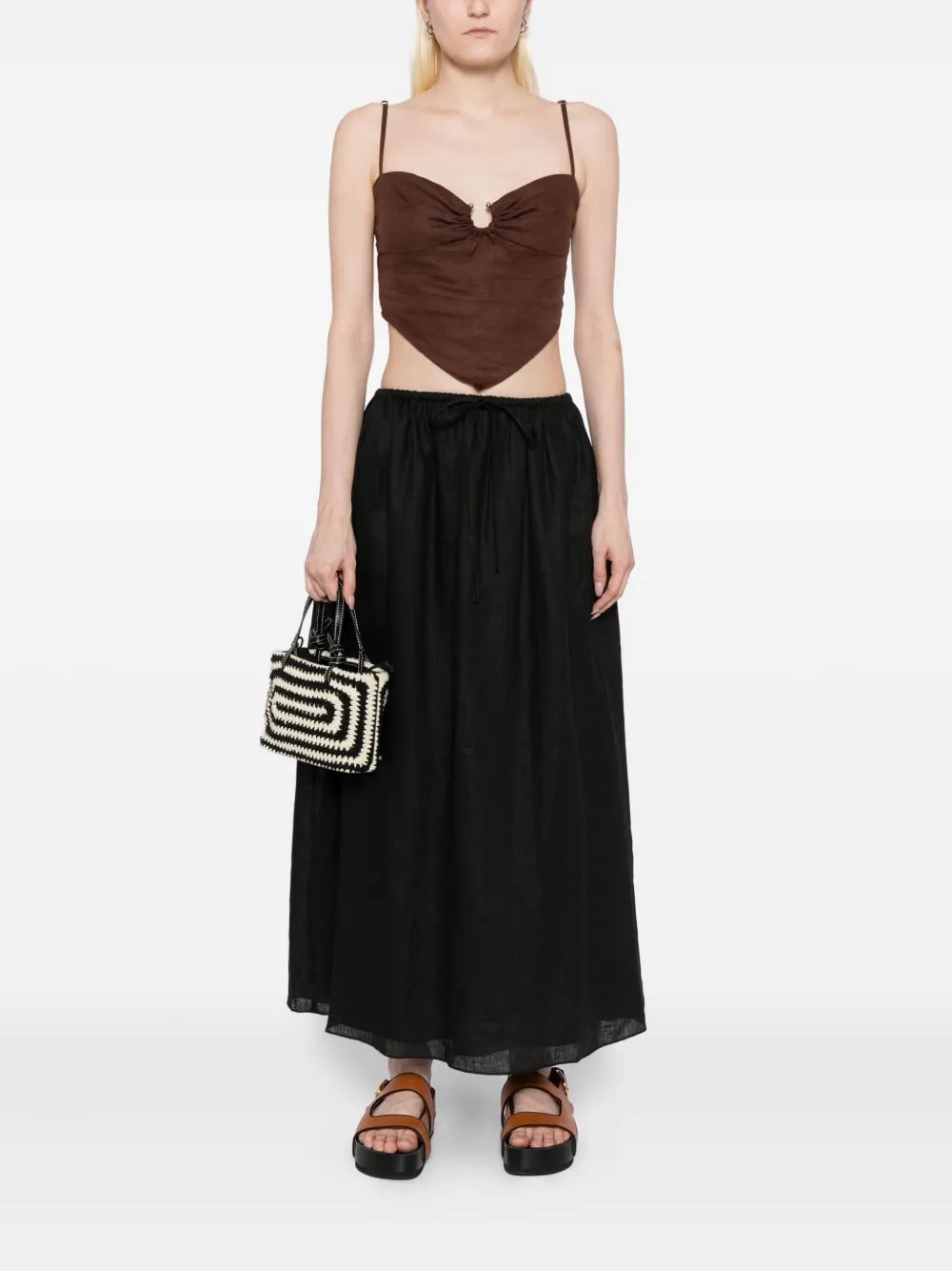 Elegant Texture Quilted Texture Ginny Skirt in Black