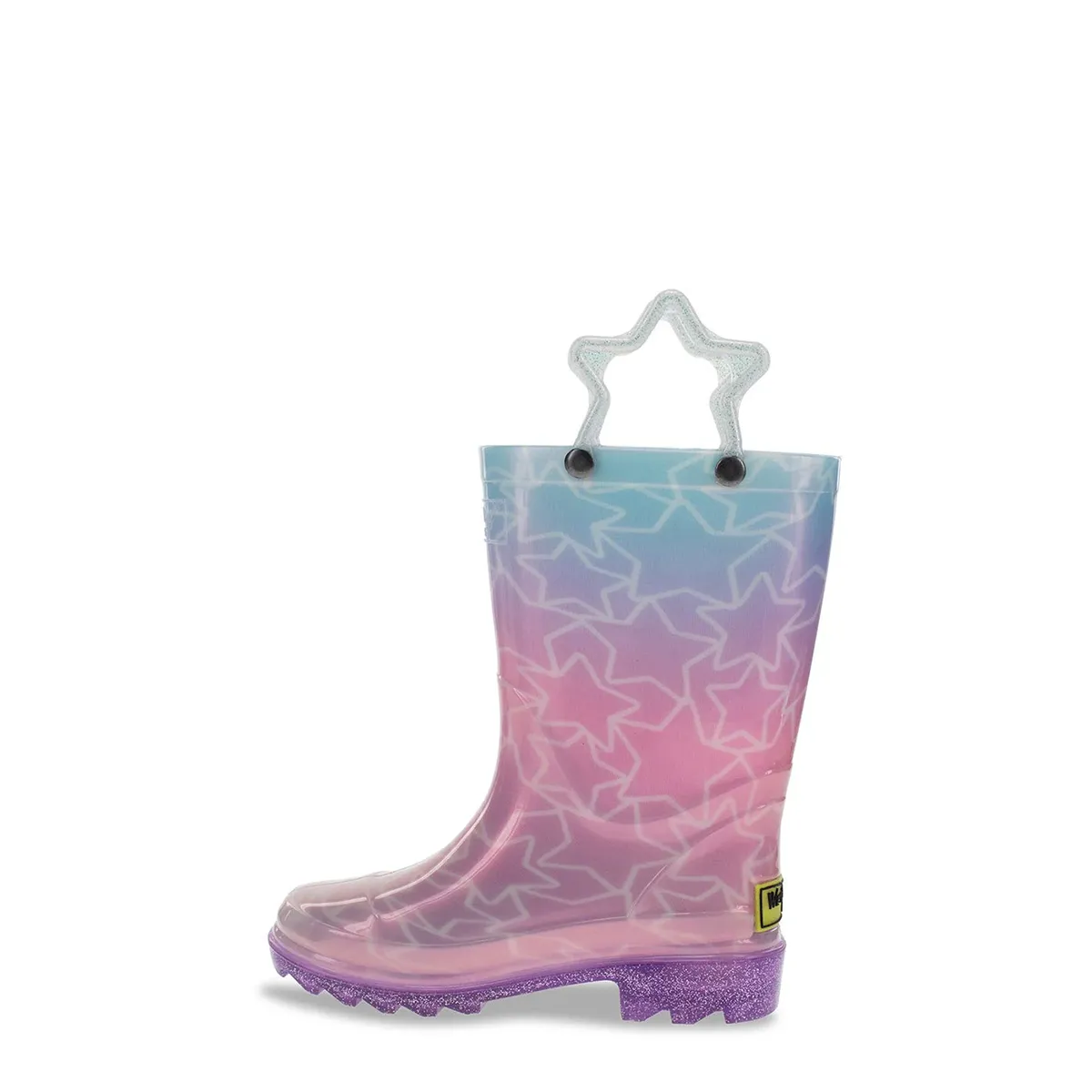 student - style Adaptive stability Girls' Glitter Stars Lighted Rain Boot 24128251