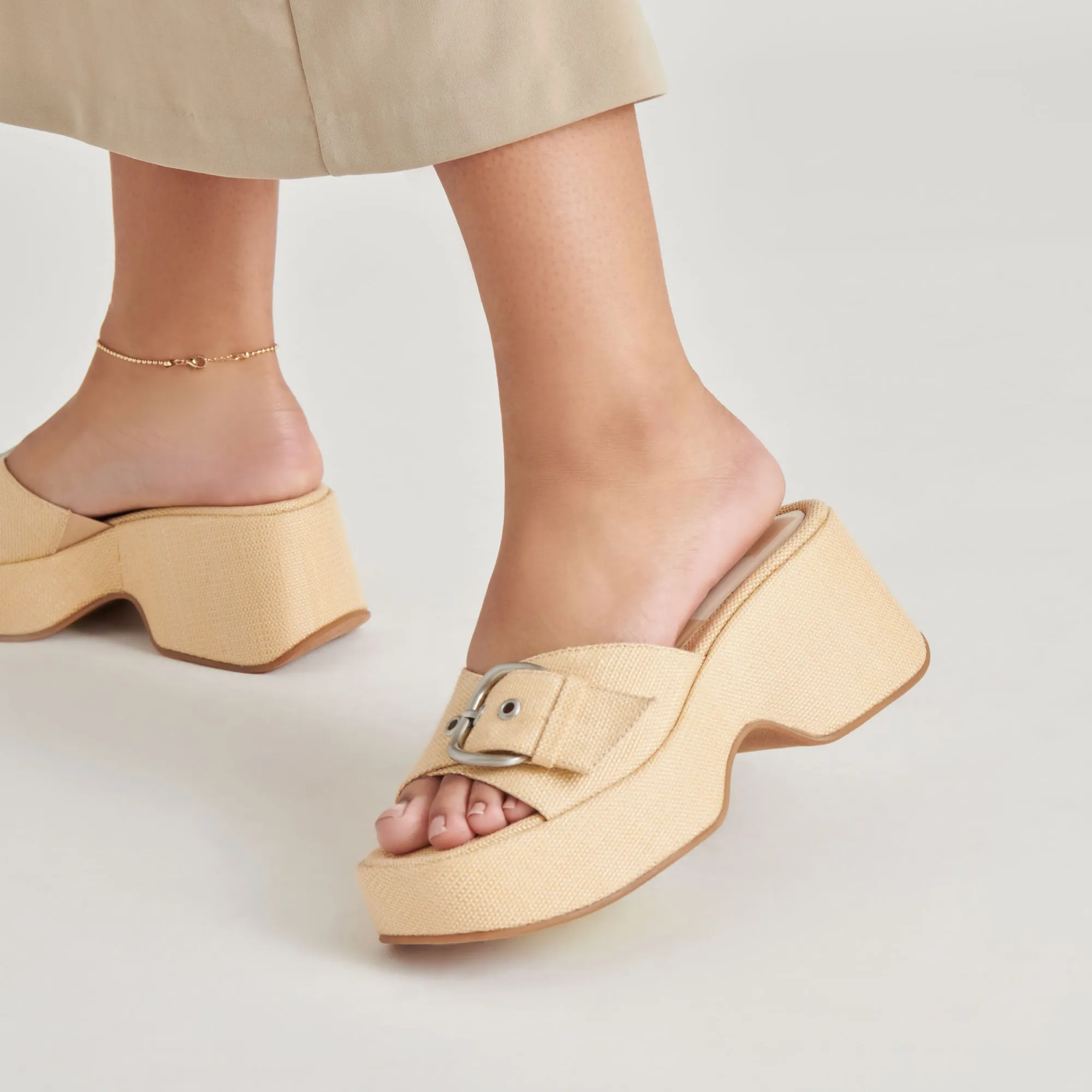 Hyper Elastic Polymer Insert machine - washability - level GISEL HEELS LT NATURAL WOVEN RAFFIA