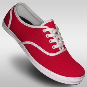 Aris Allen Women??s Red & White Classic Canvas Dance Sneaker *Limited Sizes* Quick Fit Airport Edge