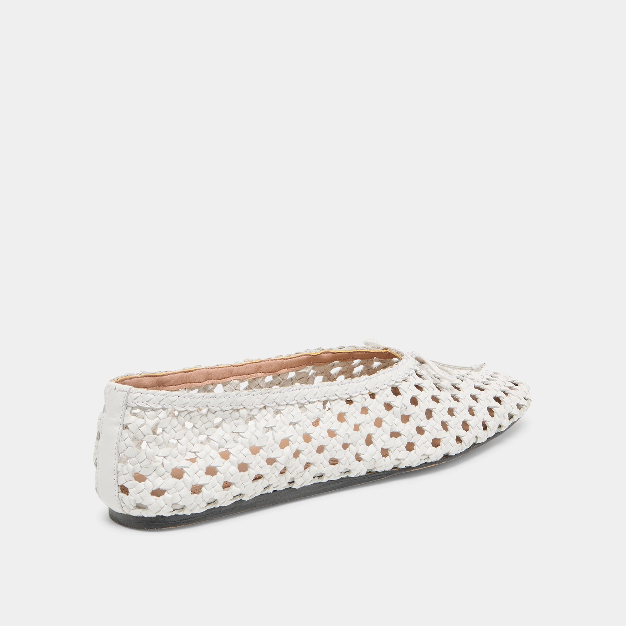 Red Heel EDDA BALLET FLATS BONE WOVEN LEATHER