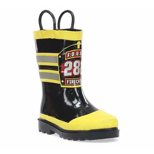 Reinforced Heel Counter Children's Fireman Rain Boots 490001
