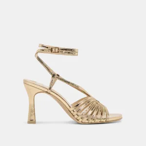 Fresh Ride Stylish Wear NIVANA HEELS GOLD DISTRESSED LEATHER