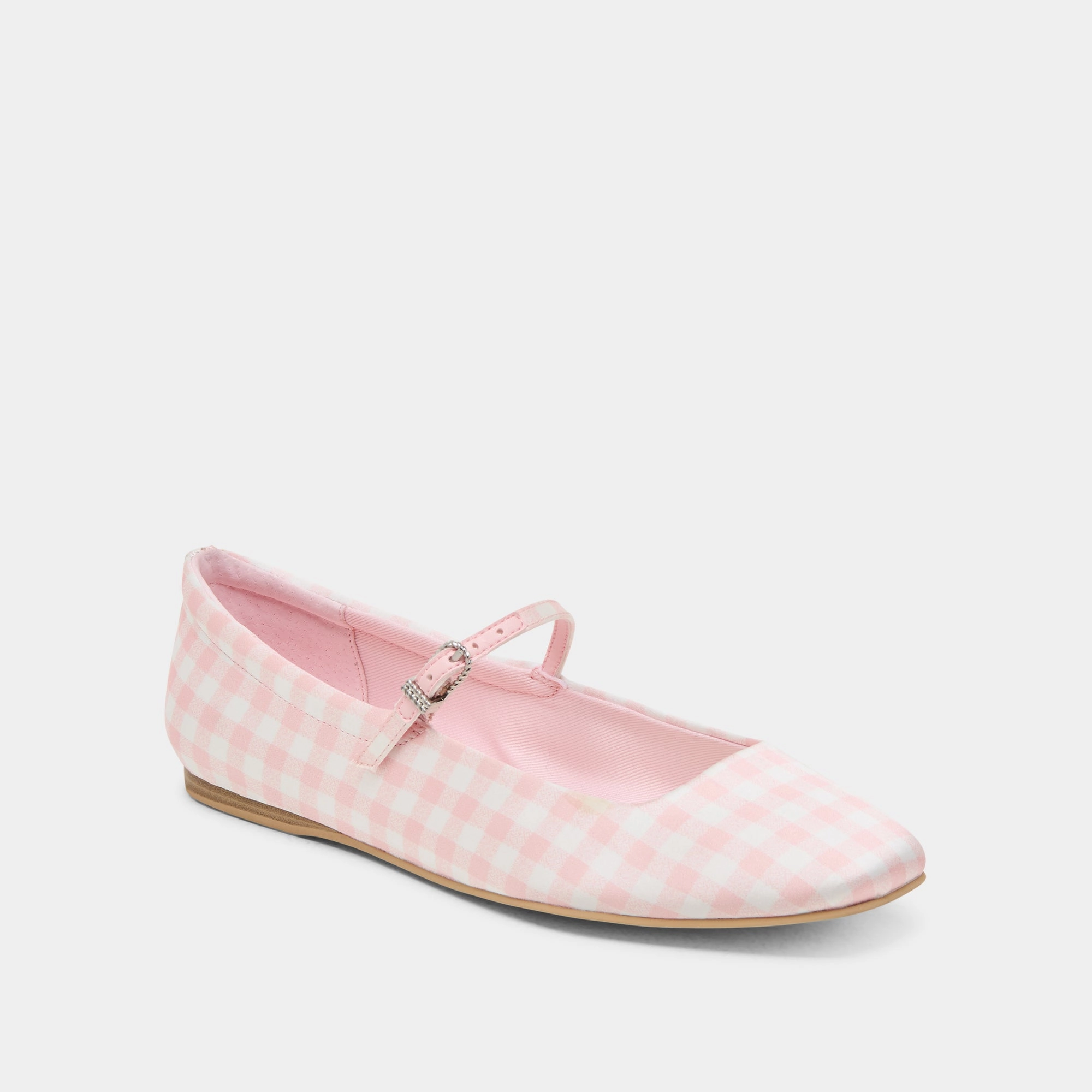 padded insole REYES X BYRDIE GOLF WIDE BALLET FLATS PINK PLAID GINGHAM