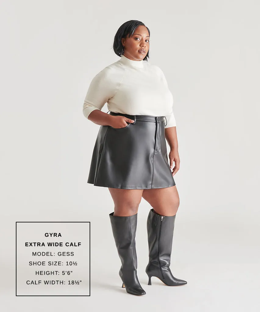 Low Profile Design GYRA EXTRA WIDE CALF BOOTS BLACK LEATHER