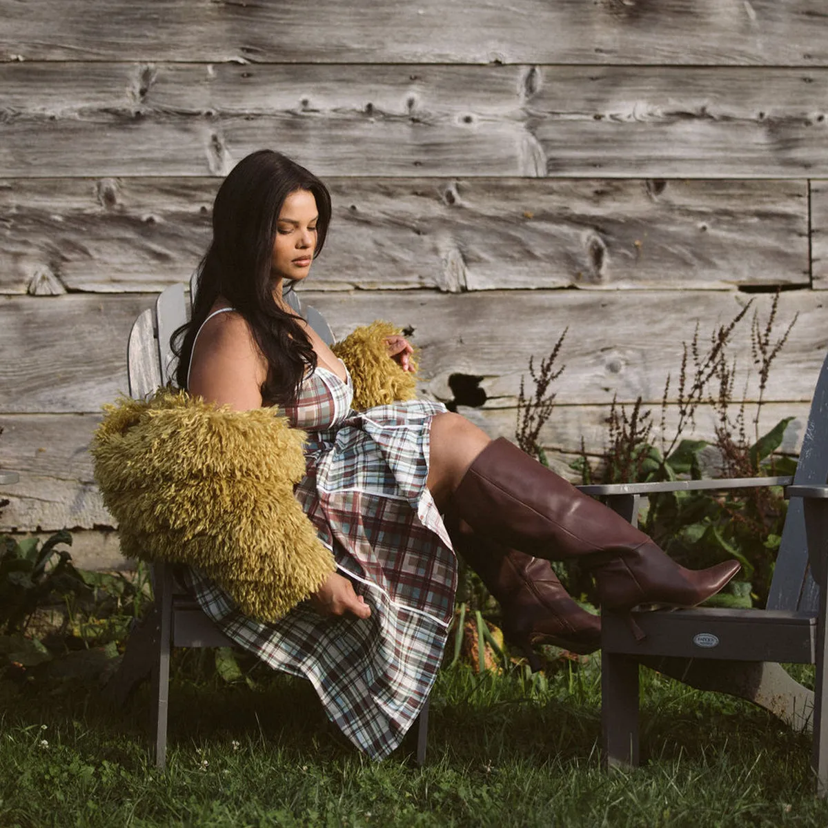 Ultra Breathable Upper High Rebound Sole GYRA WIDE CALF BOOTS CHOCOLATE LEATHER