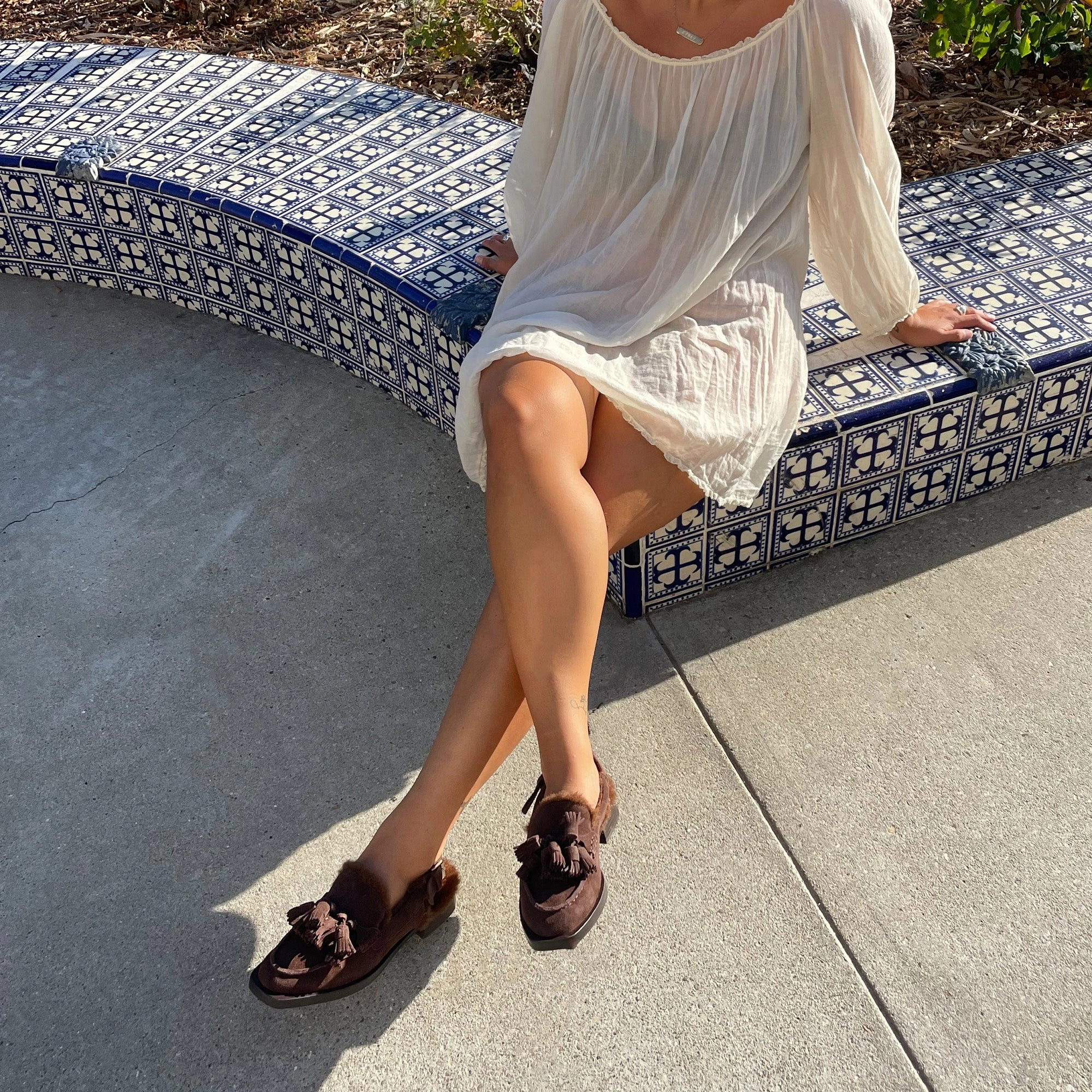 HAMLIT PLUSH LOAFERS DK BROWN SUEDE Designer Quality