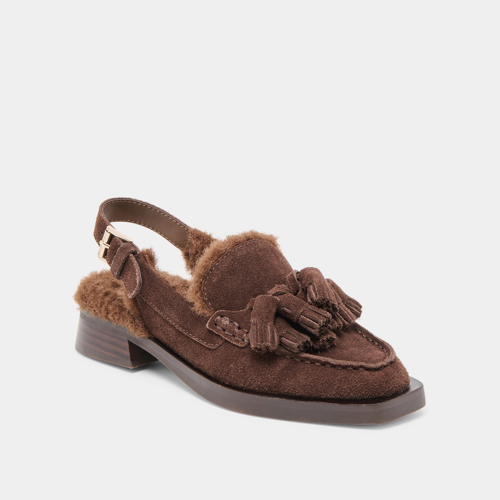 Point Cut Dressy Wear HAMLIT PLUSH LOAFERS DK BROWN SUEDE