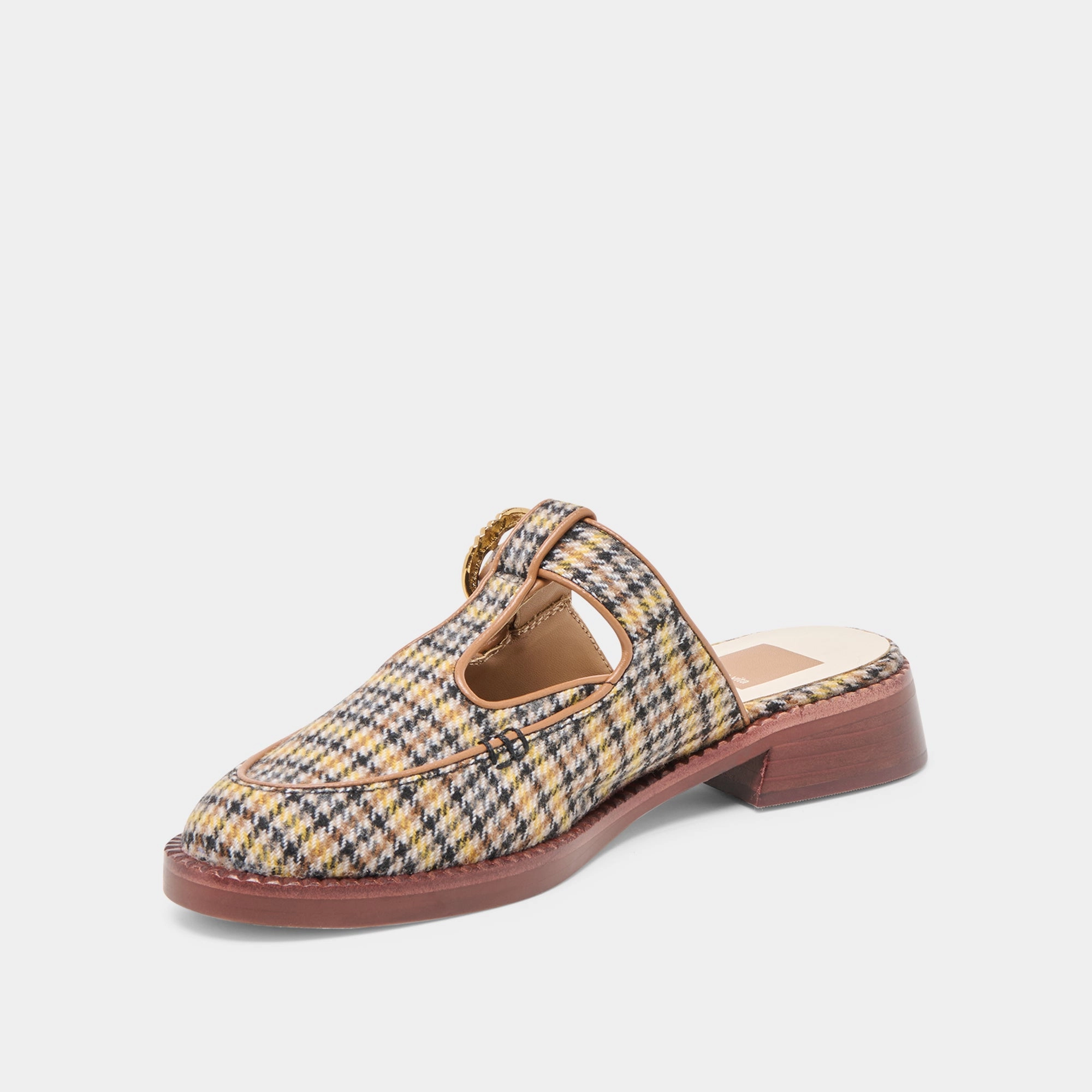 HARLAH FLATS YELLOW PLAID TWEED Elegant Look London Edge