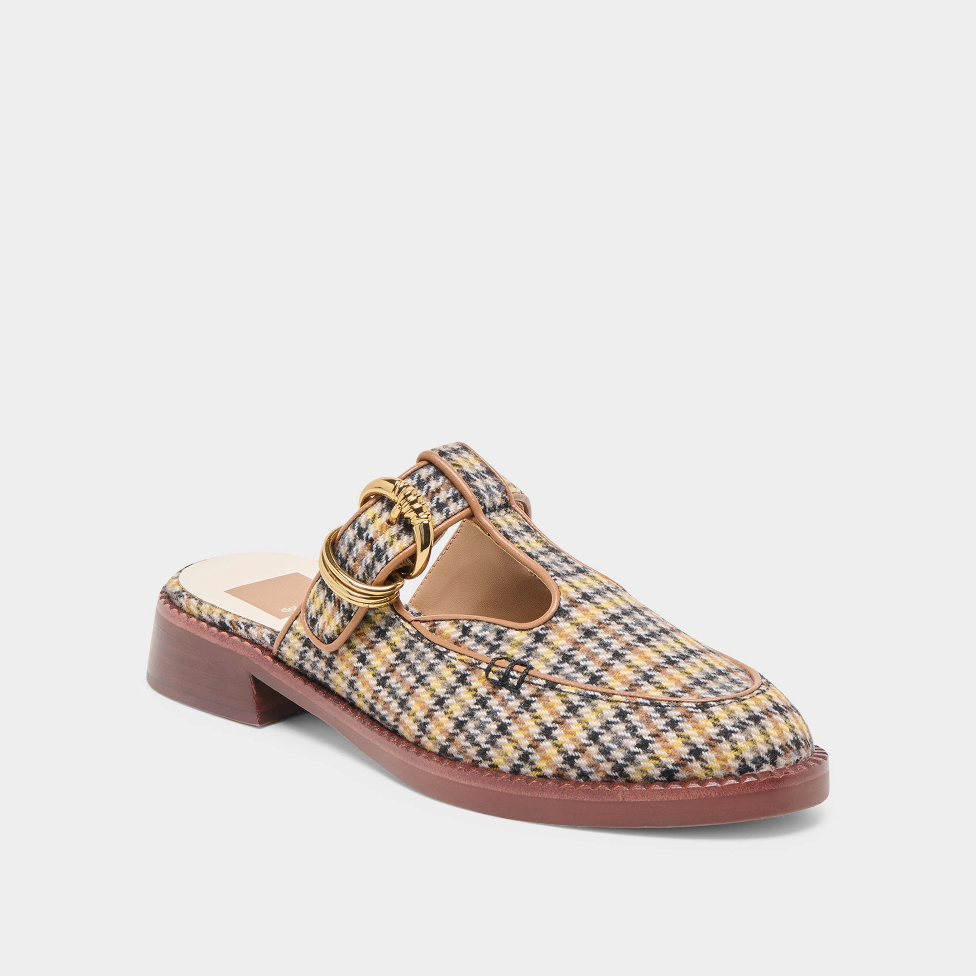 Classic Sandals HARLAH FLATS YELLOW PLAID TWEED