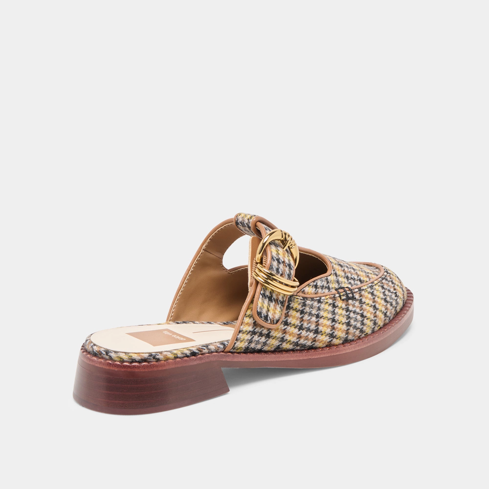 Luxury Dress Shoes HARLAH FLATS YELLOW PLAID TWEED